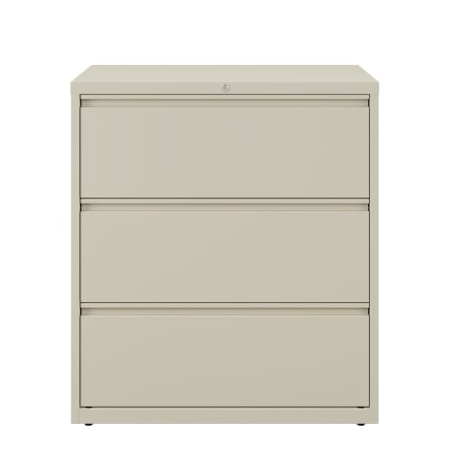 Hirsh 36" Wide 3 Drawer Metal Lateral File Cabinet, Putty